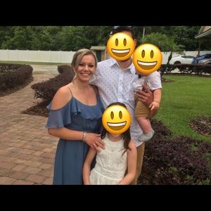 Steel blue davids bridal dress